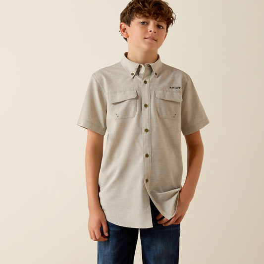 Ariat Boy's Green VentTek Outbound Short Sleeve Western Shirt