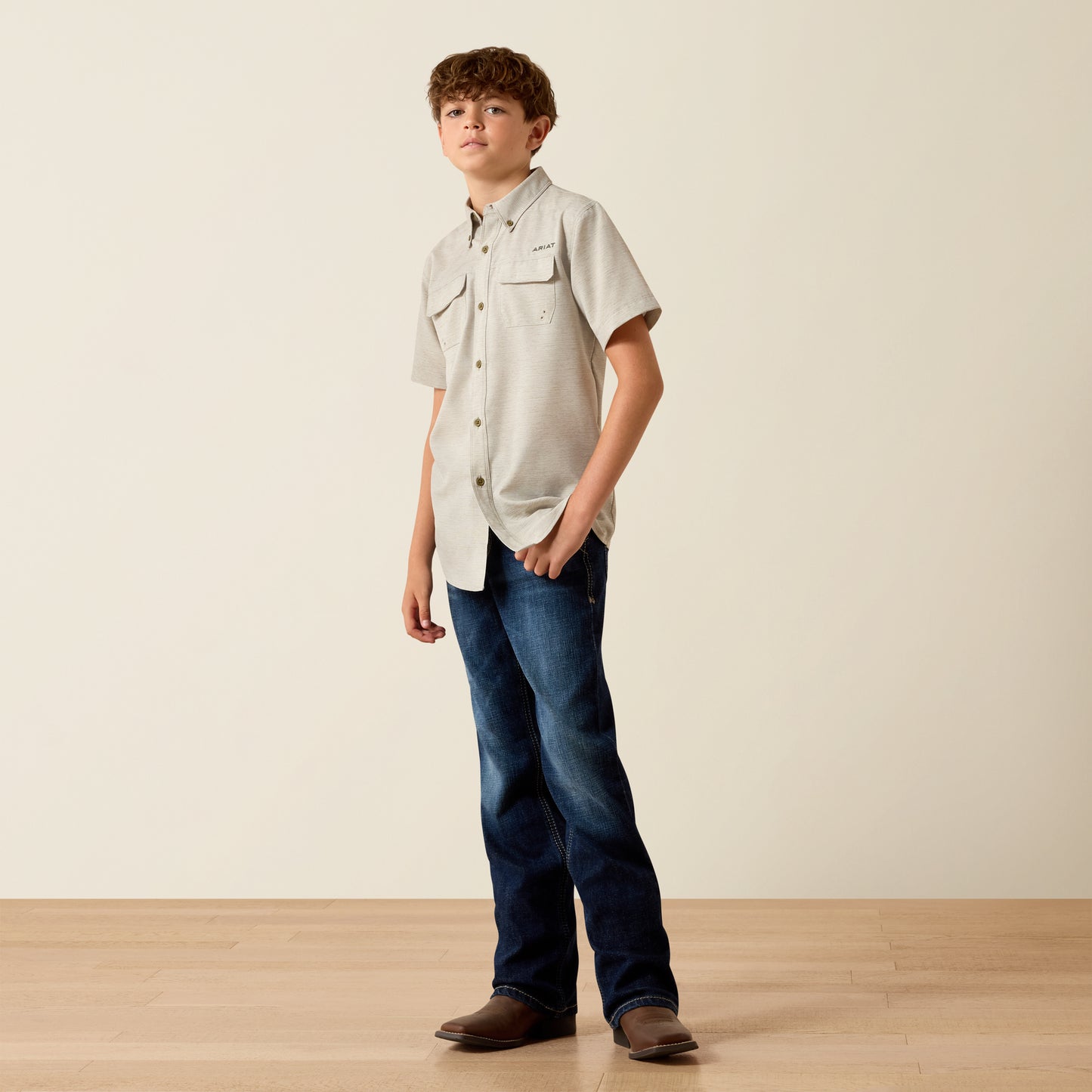 Ariat Boy's Green VentTek Outbound Short Sleeve Western Shirt