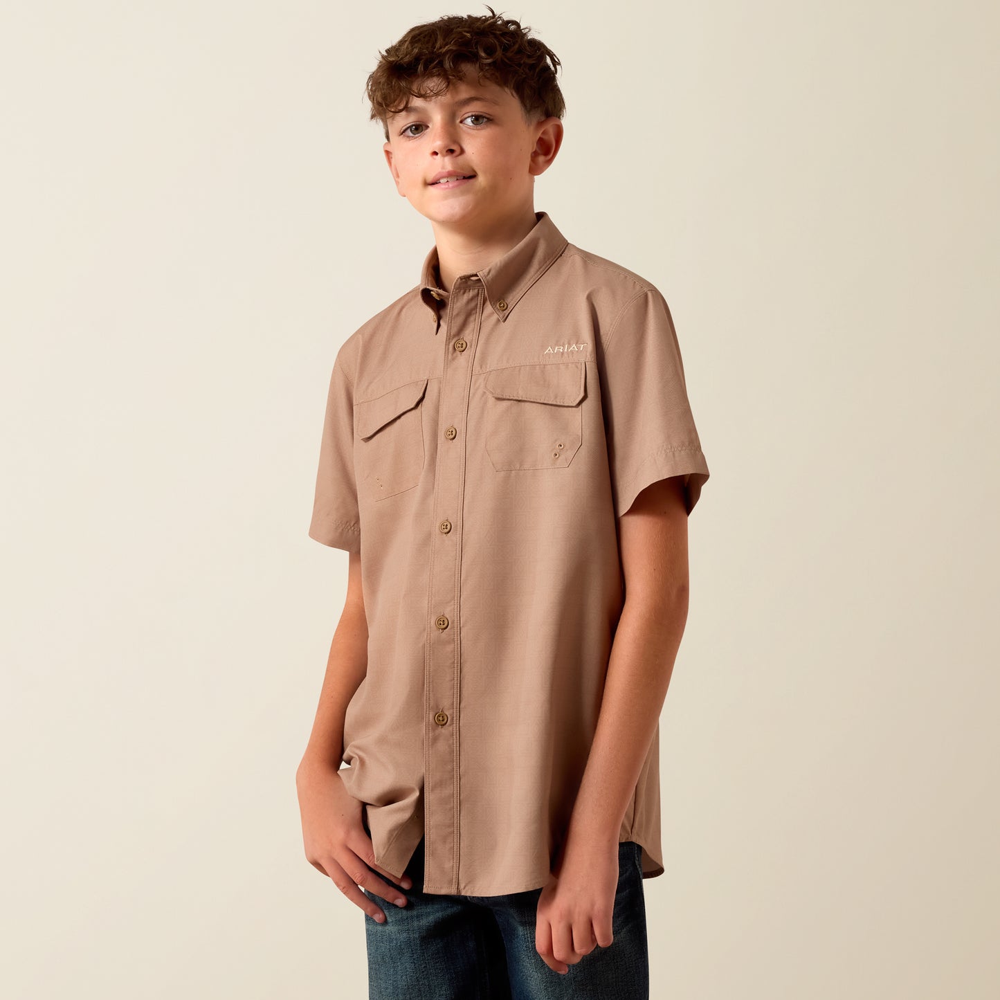 Ariat Boy's VenTEK Khaki Southwest Outbound Short Sleeve Western Shirt