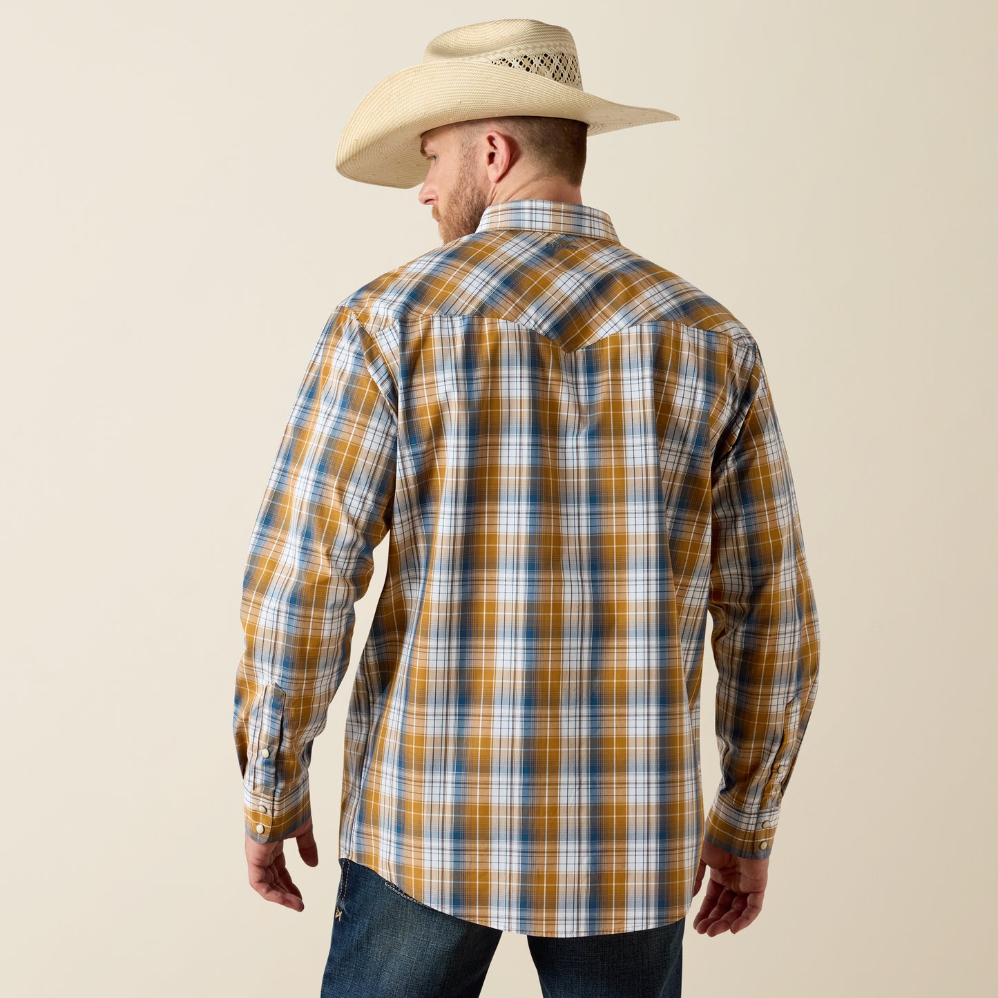 Ariat Men's Pro Series Golden Brown Plaid Tiango Western Shirt