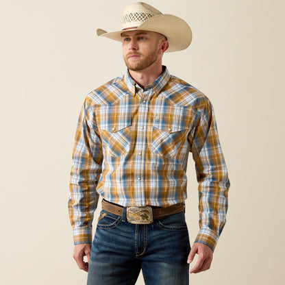 Ariat Men's Pro Series Golden Brown Plaid Tiango Western Shirt
