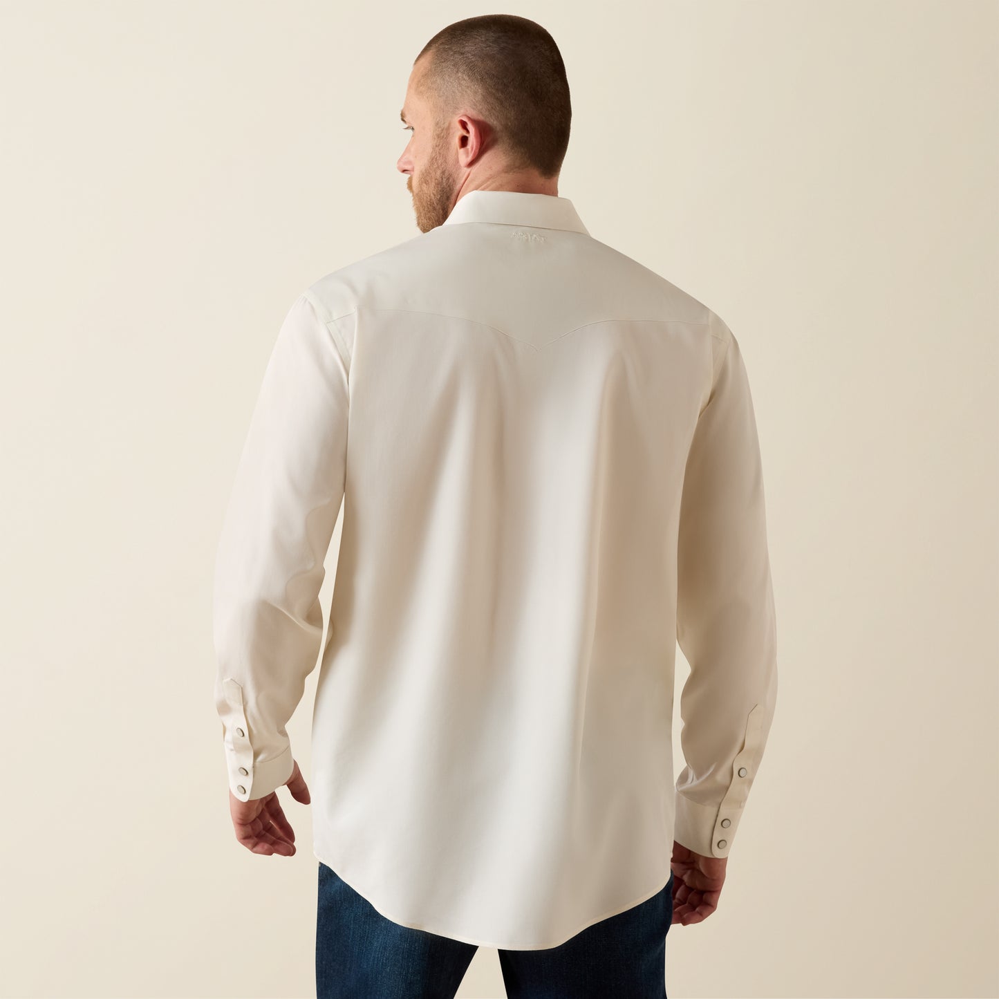 Ariat Men's Wrinkle Free Off White Pinpoint Oxford Western Shirt