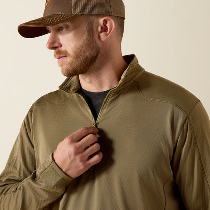 Ariat Men's Dusky Green Hex Fleece 1/2 Zip Pullover