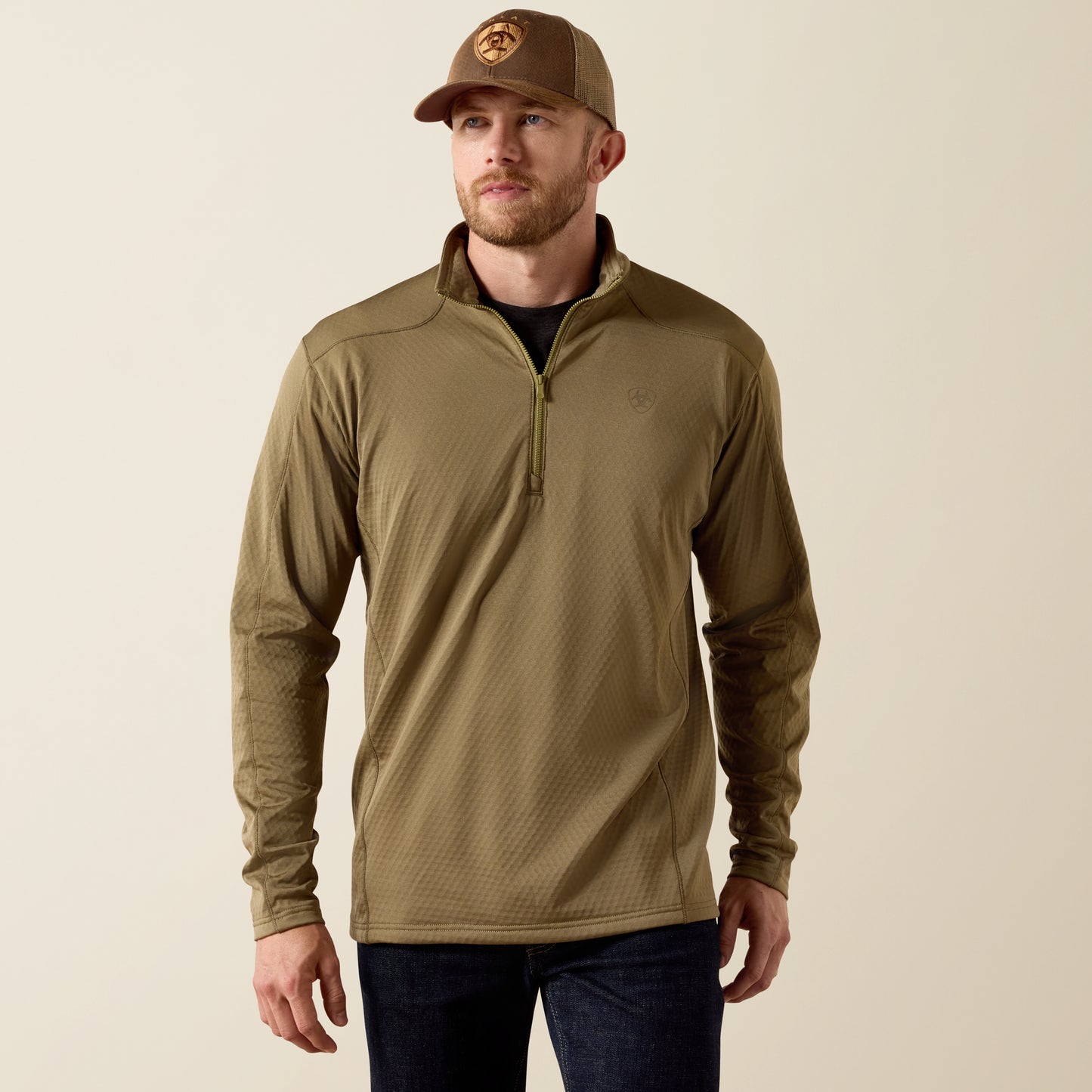 Ariat Men's Dusky Green Hex Fleece 1/2 Zip Pullover