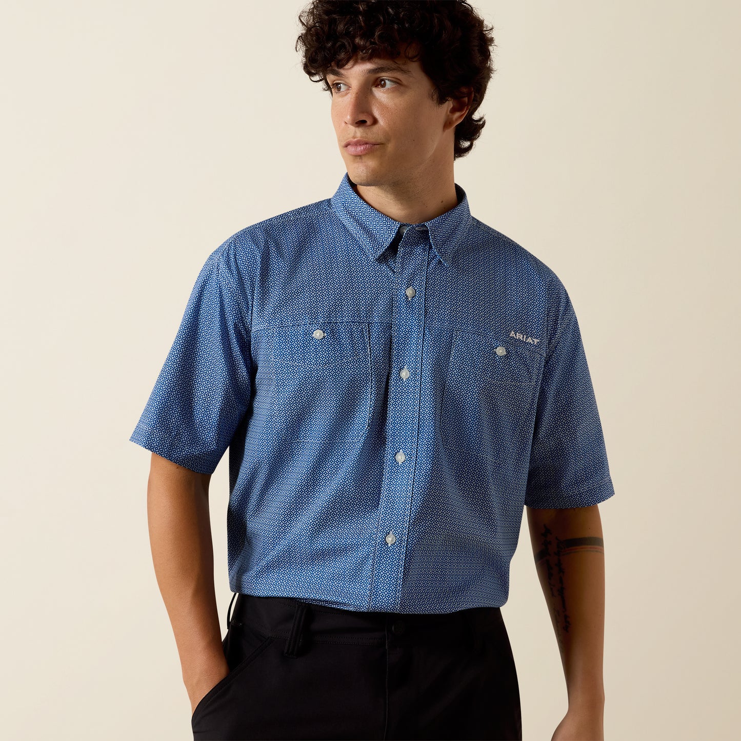 Ariat Men's 360 Airflow Blue Quartz Short Sleeve Western Shirt