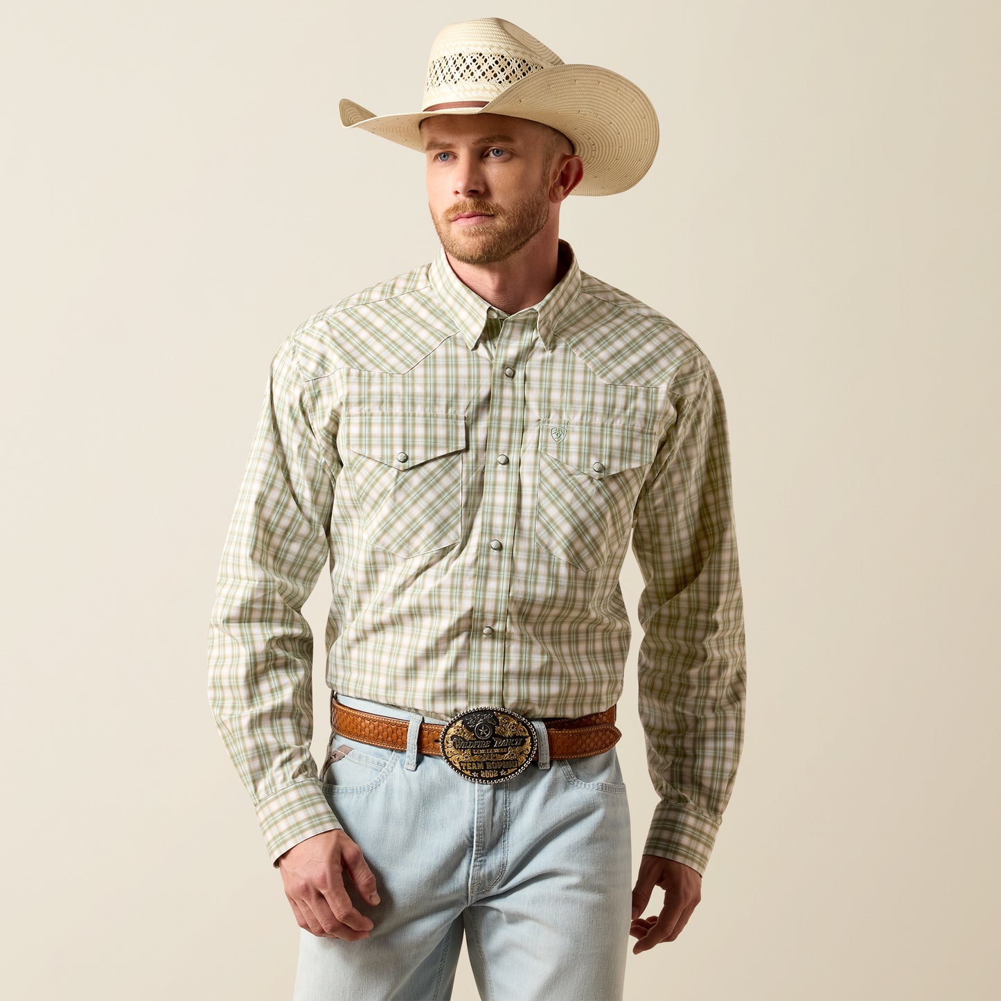 Ariat Men's Pro Series White Multi Plaid Fraser Western Shirt