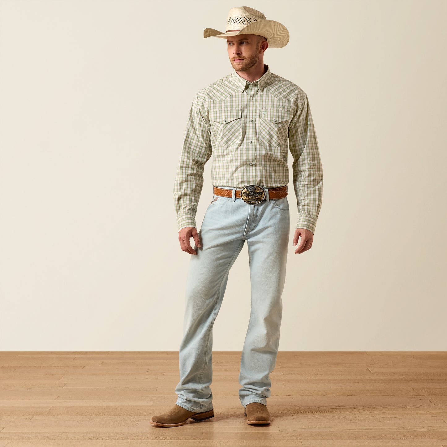 Ariat Men's Pro Series White Multi Plaid Fraser Western Shirt