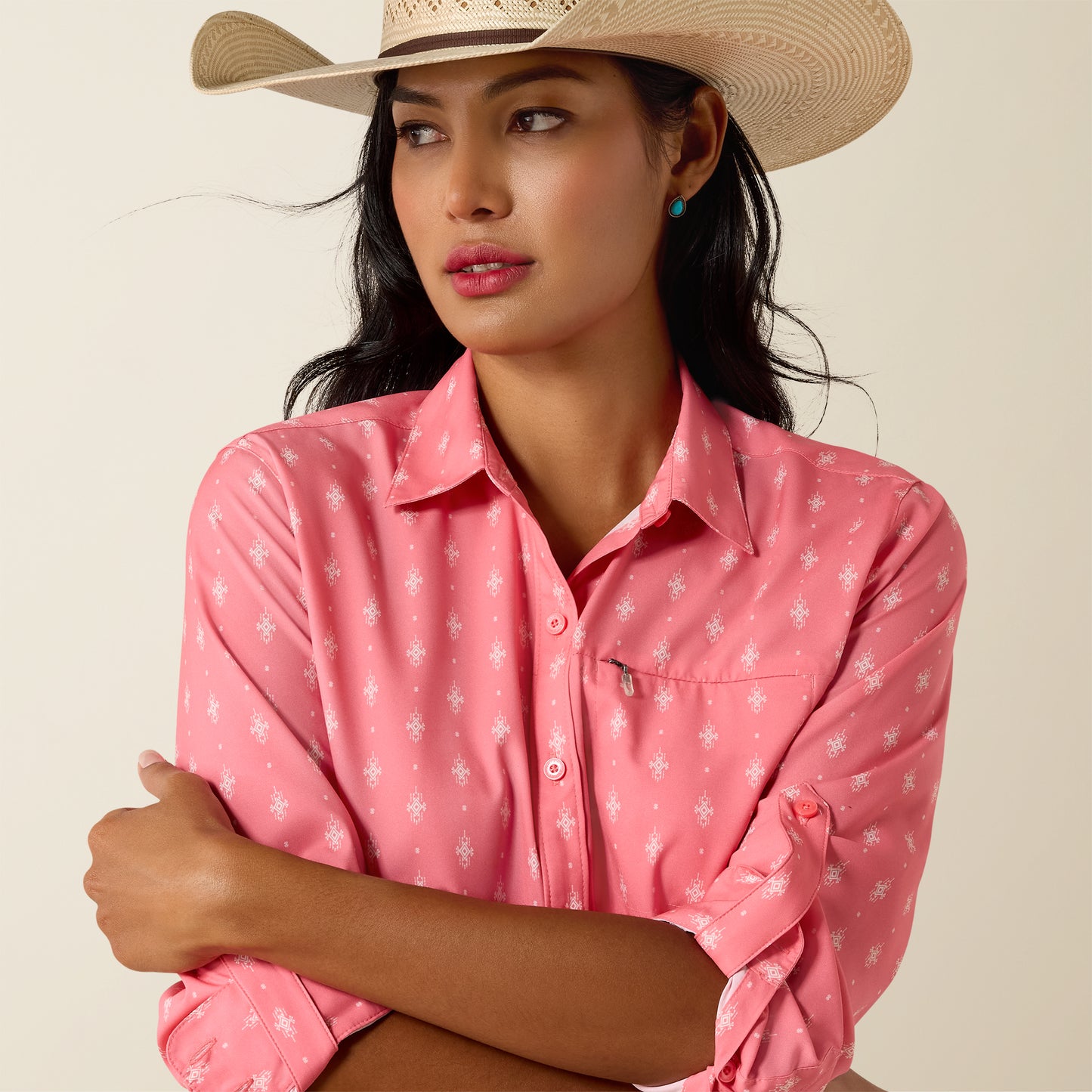 Ariat Women's VentTEK Sun Kissed Coral Western Shirt