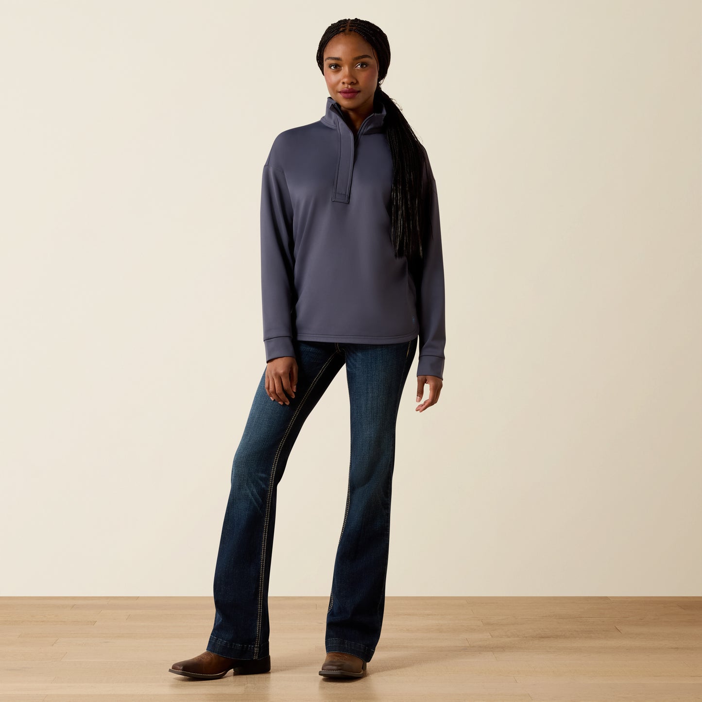 Ariat Women's Ombre Blue Breeze Logo 1/2 Zip Sweatshirt