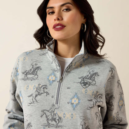 Ariat Women's Heather Grey Sapphire 1/2 Zip Sweatshirt