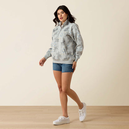 Ariat Women's Heather Grey Sapphire 1/2 Zip Sweatshirt