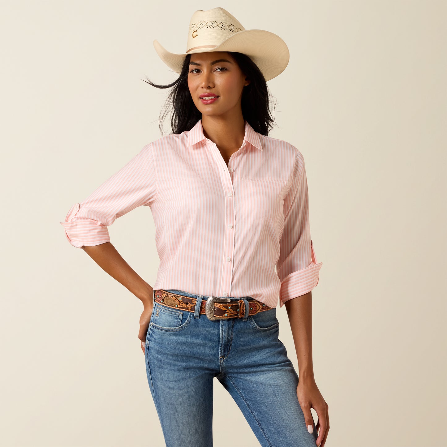 Ariat Women's VentTEK Peach Stripe Western Shirt