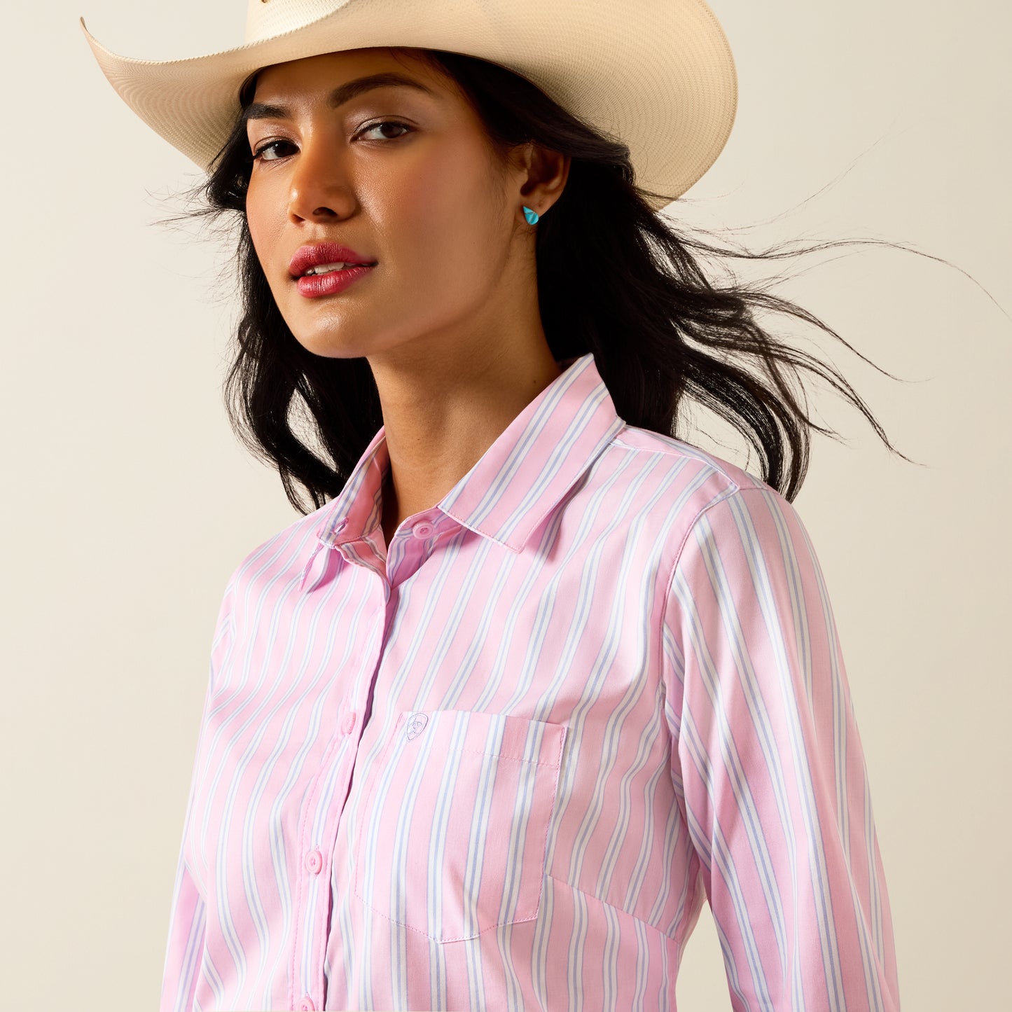Ariat Women's Kirby Pink Lavender Stripe Western Shirt