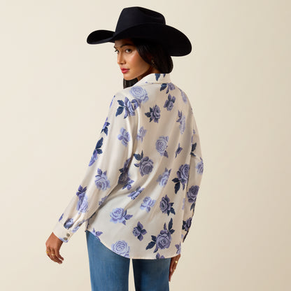 Ariat Women's Homestyle Roses Are Blue Western Shirt