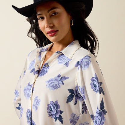 Ariat Women's Homestyle Roses Are Blue Western Shirt