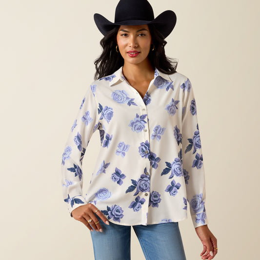 Ariat Women's Homestyle Roses Are Blue Western Shirt