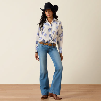 Ariat Women's Homestyle Roses Are Blue Western Shirt