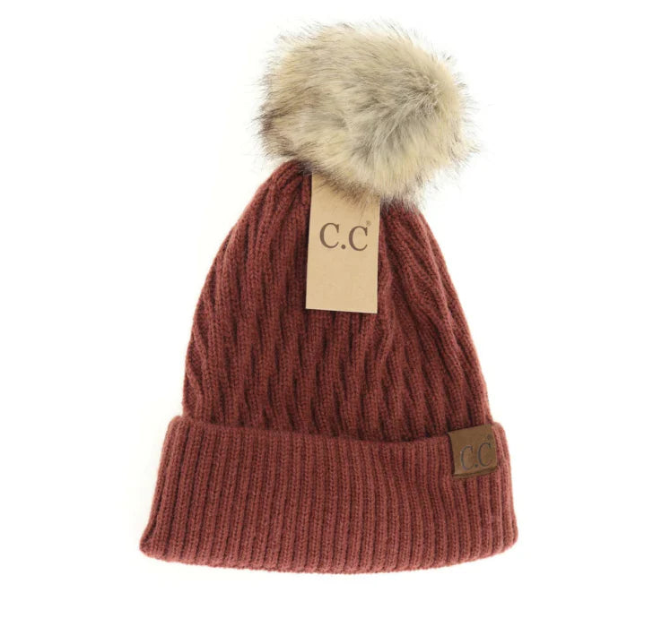 C.C Beanie Honey Comb Pom Beanie