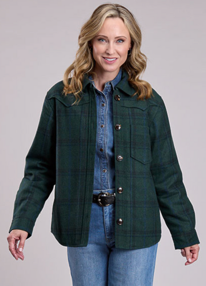 Stetson Women's Green & Blue Plaid Shirt Jacket