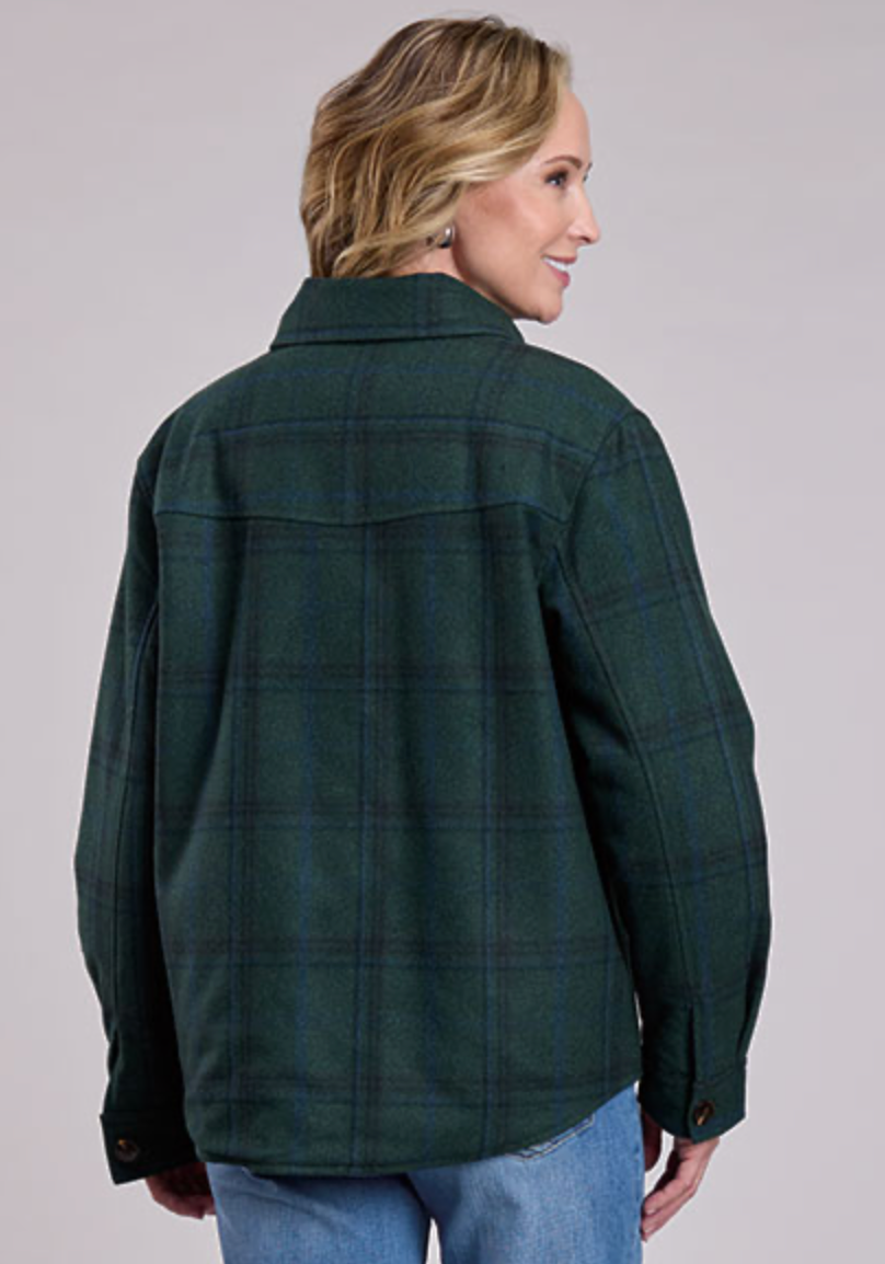 Stetson Women's Green & Blue Plaid Shirt Jacket