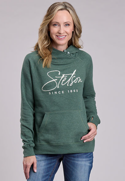 Stetson Women's Green Heather Embroidered Hoodie