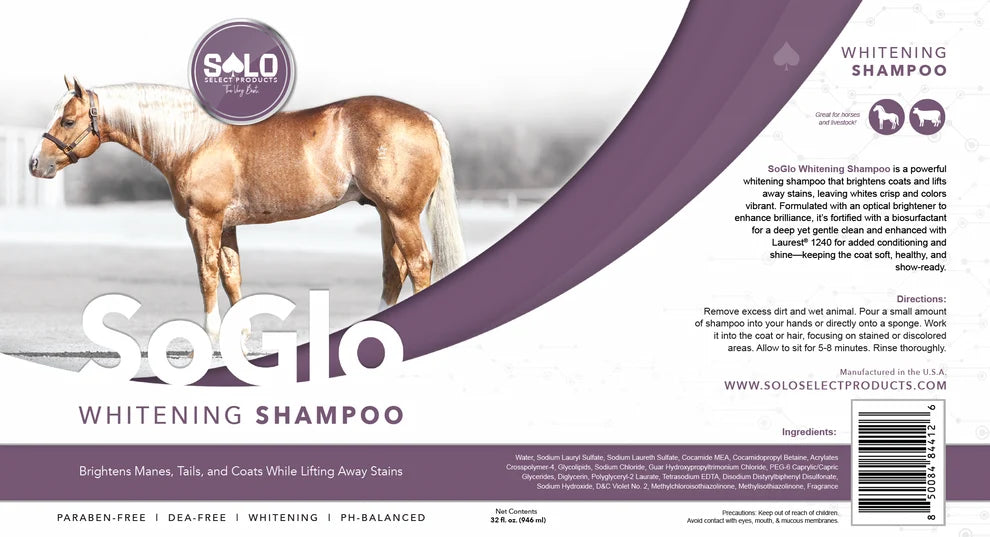 Solo Select SoGlo Equine Whitening Shampoo - 32 oz