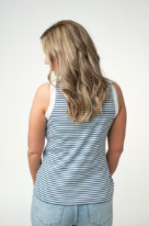Michelle Mae Women's Classic Blue & White Stripe Tank Top