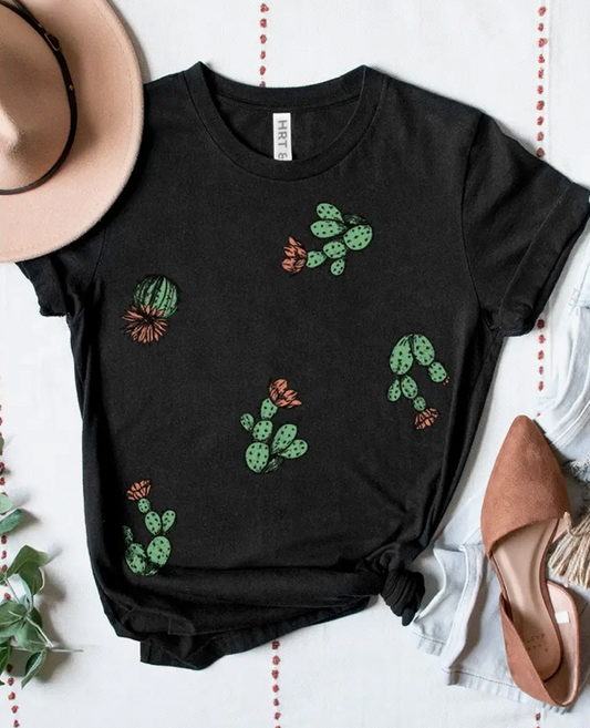 Women's Cactus Allover Washed Graphic T-Shirt