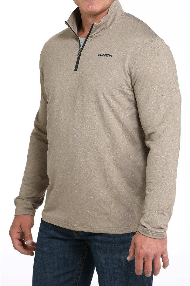 Cinch Men's Heather Tan 1/4 Zip Pullover