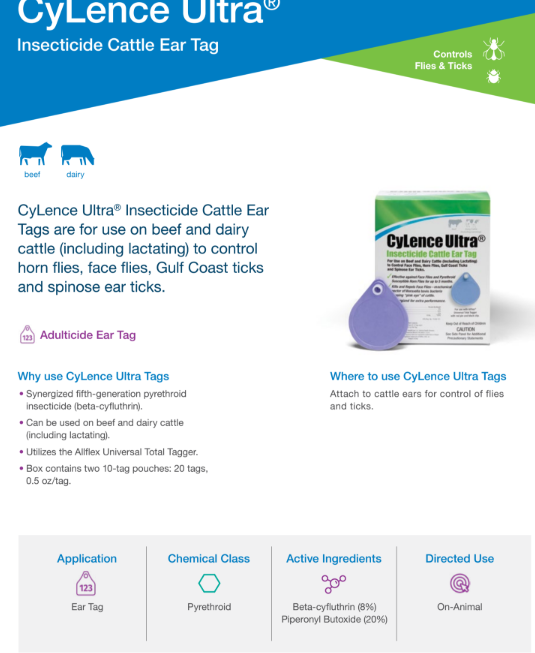 Cylence Ultra Insecticide Cattle Ear Tags