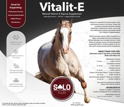 Solo Select Vitalit-E: Vitamin E Liquid Horse Supplement 16oz.
