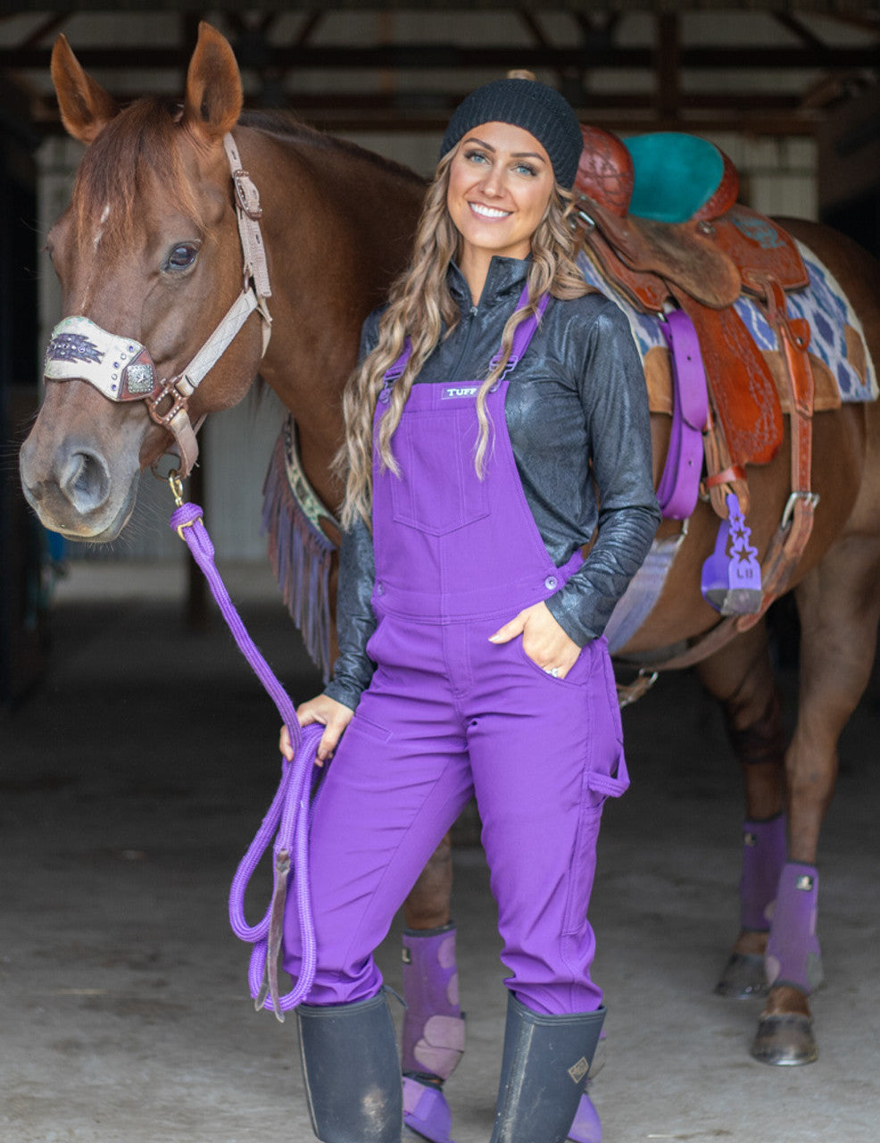 Cowgirl Tuff Women's Winter Tuck In Purple Bibs