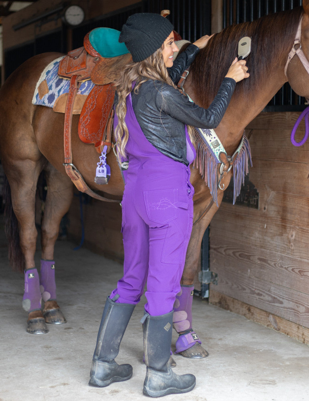 Cowgirl Tuff Women's Winter Tuck In Purple Bibs