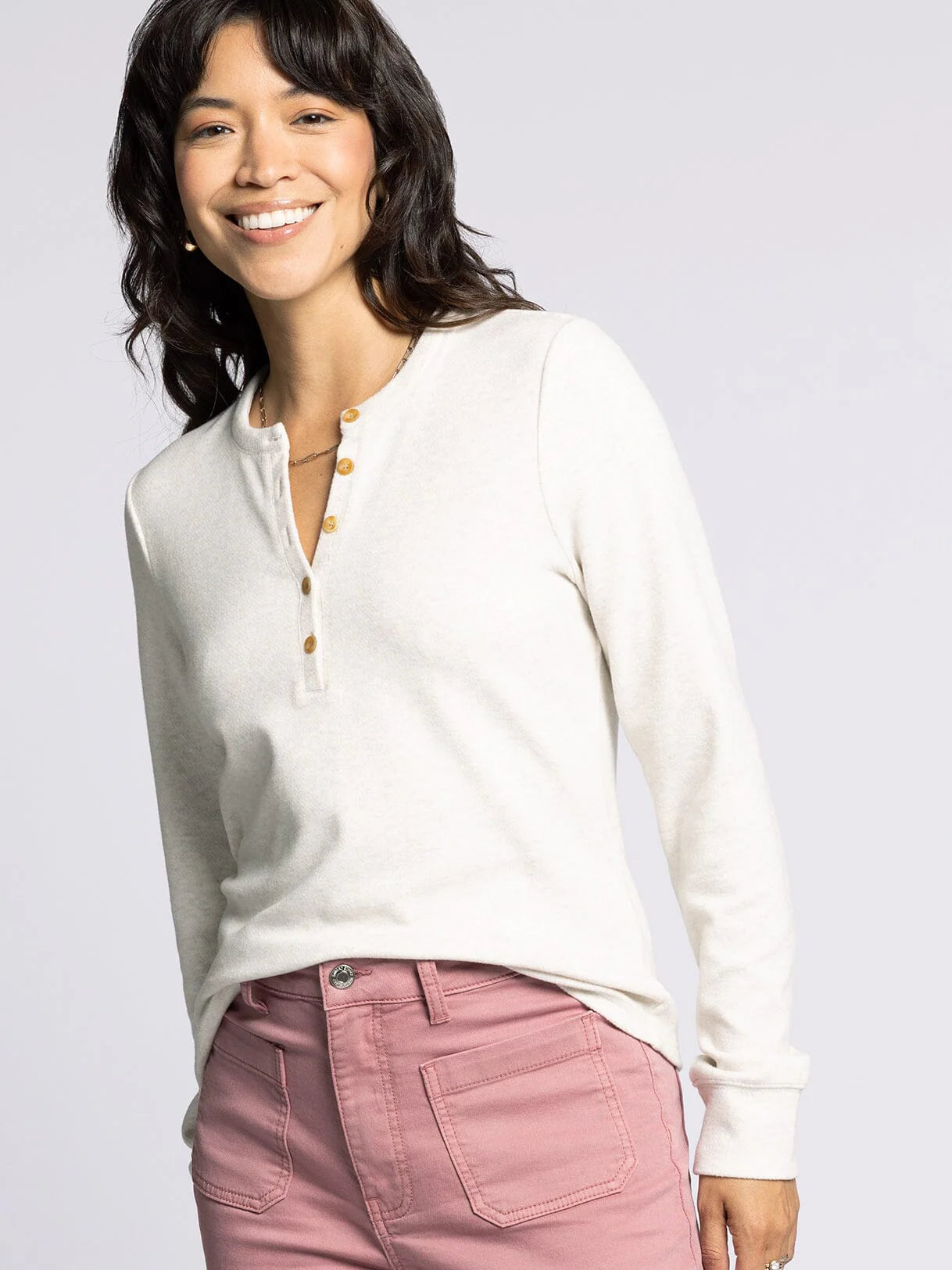 Thread & Supply Half Button Women's Long Sleeve Top