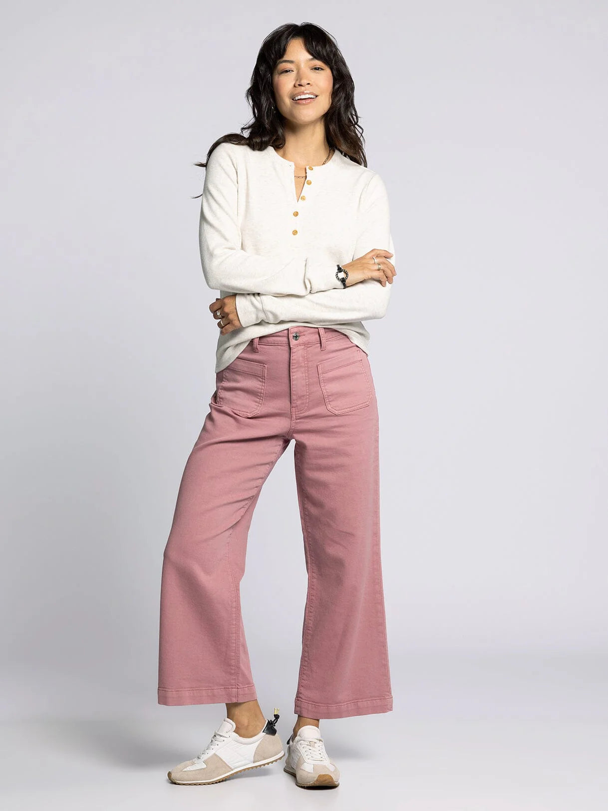 Thread & Supply Half Button Women's Long Sleeve Top