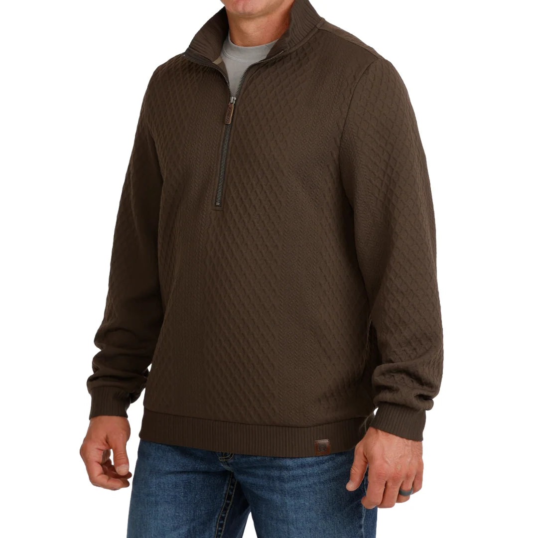 Cinch Men's Brown 1/2 Zip Cable Knit Pullover
