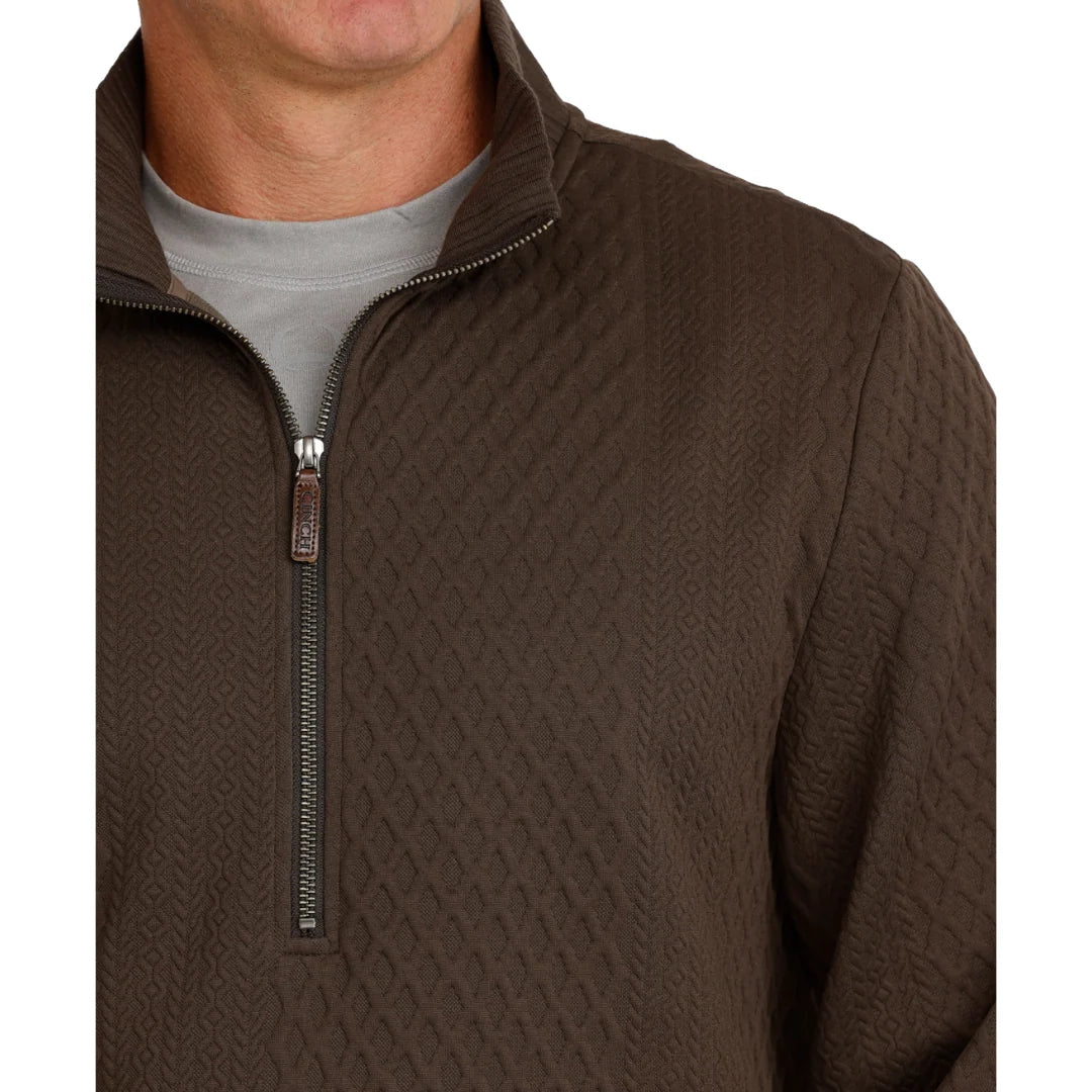 Cinch Men's Brown 1/2 Zip Cable Knit Pullover