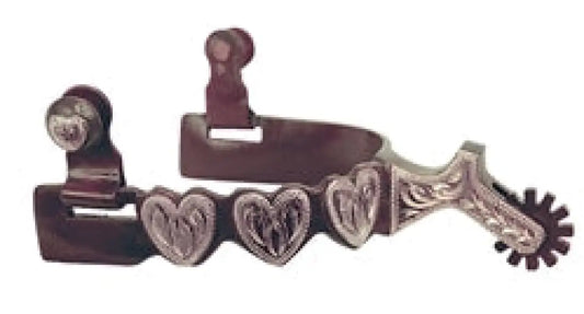 AHE Antique Brown 3 Hearts Ladies Spurs Spurs