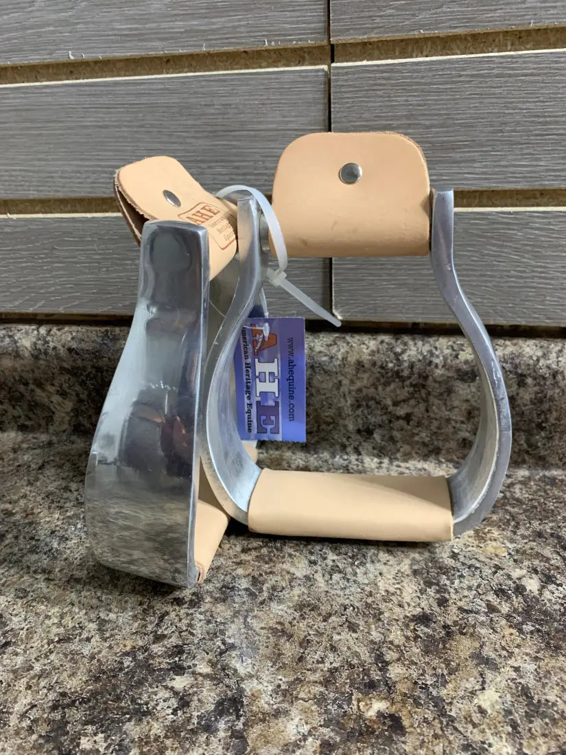 AHE Plain Aluminum Stirrups - Various Sizes 2’’ / Regular Leather Bottom Stirrups