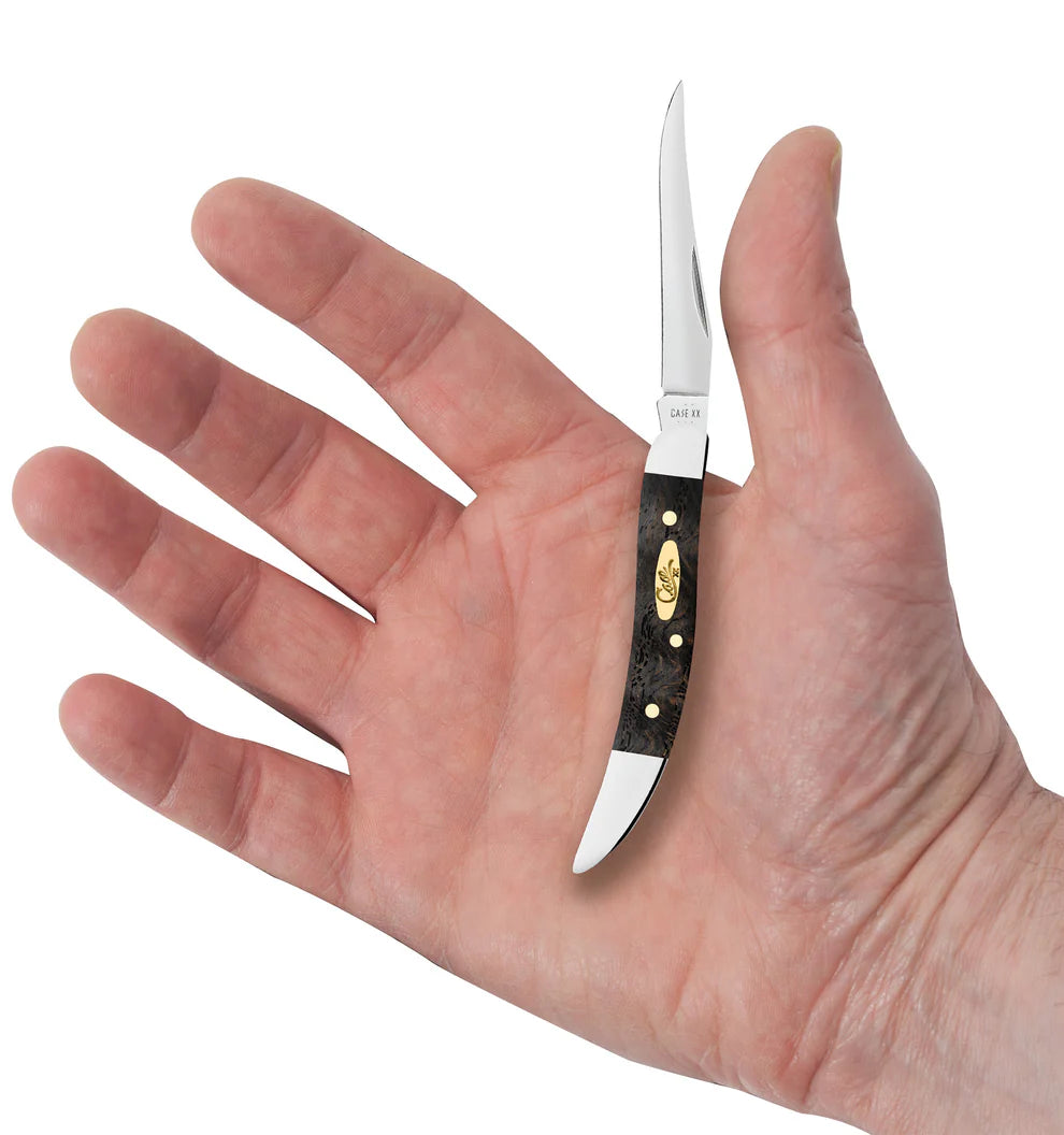 Case Smooth Black Curly Oak Wood Small Texas Toothpick Knife