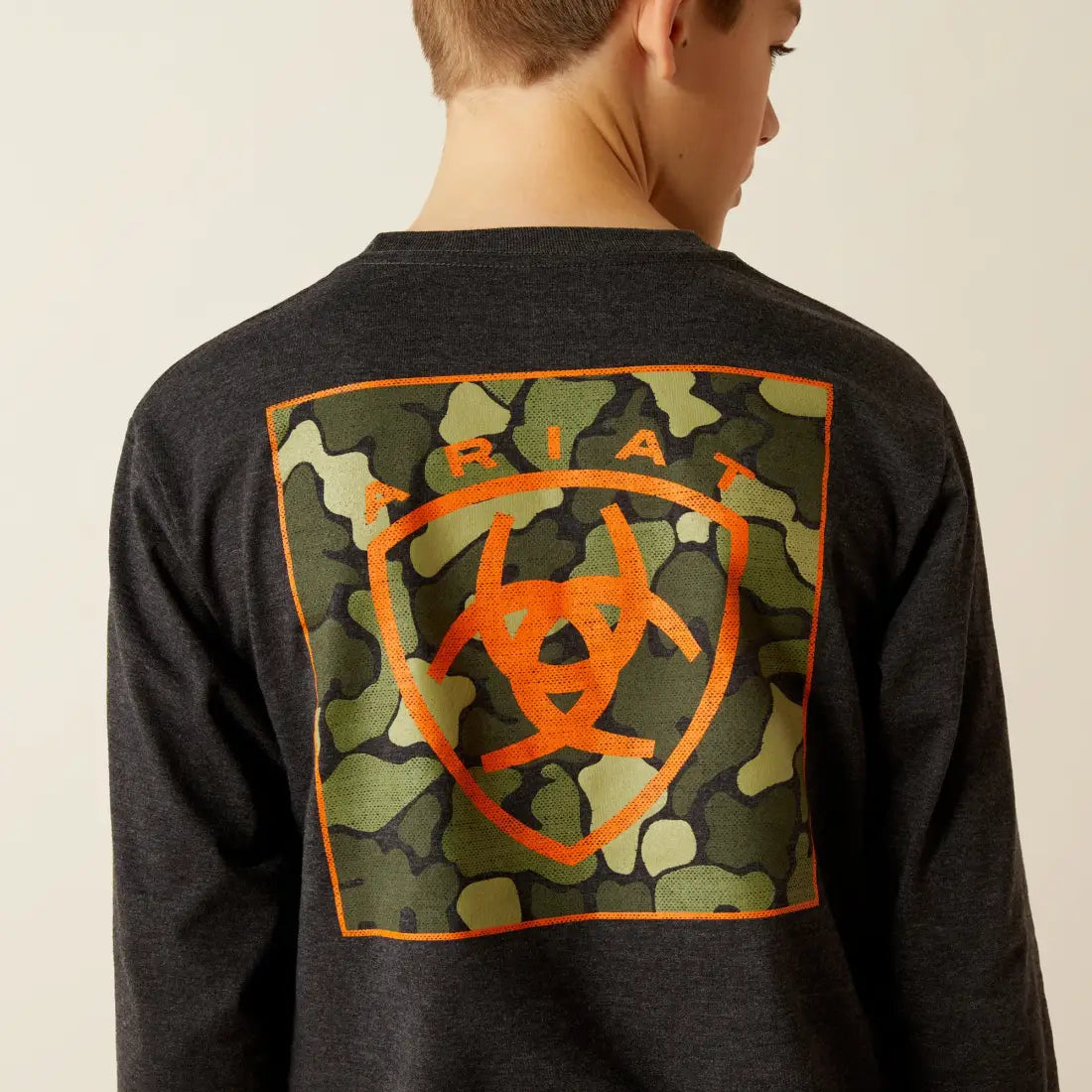 Ariat Boy’s Heather Charcoal Wetlands Nature Long Sleeve T-Shirt XSmall Boy’s T-Shirt