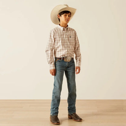 Ariat Boy’s Light Brown Plaid Jase Western Shirt Boy’s Western