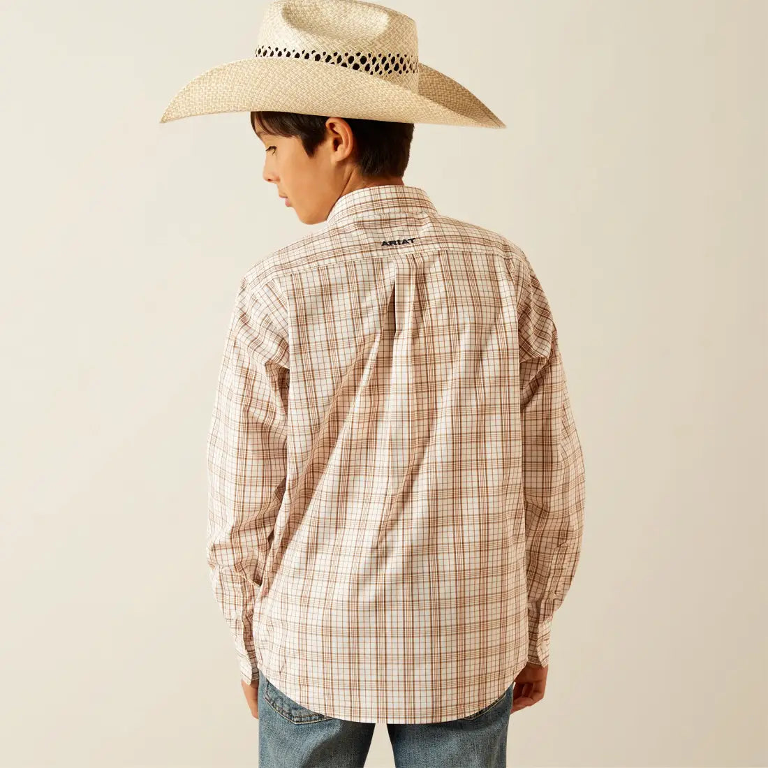 Ariat Boy’s Light Brown Plaid Jase Western Shirt Boy’s Western