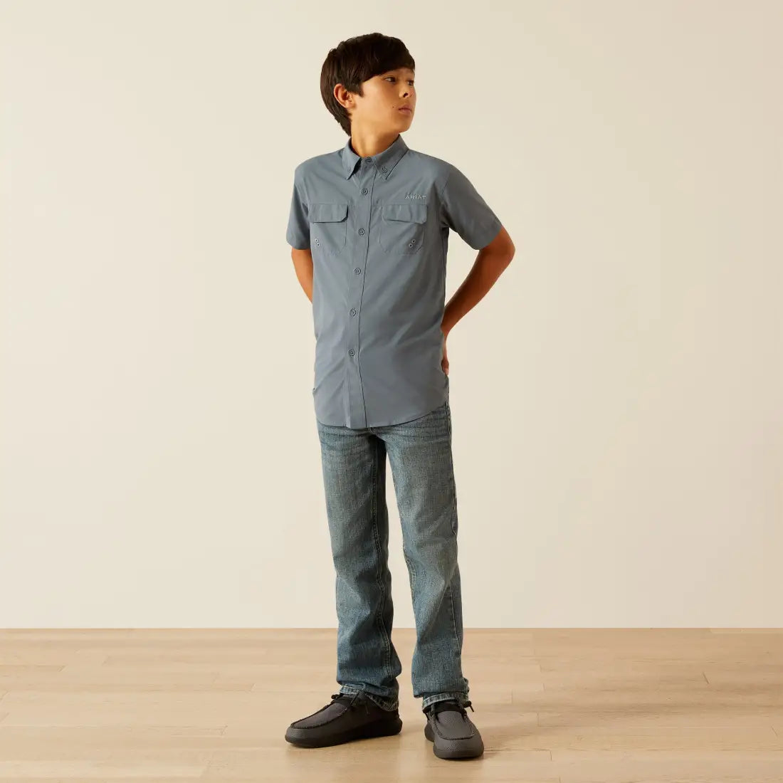 Ariat Boy’s VentTEK Newsboy Blue/Gray Short Sleeve Western Shirt Boy’s Western