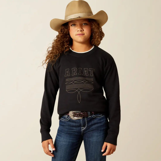 Ariat Girl’s Black Booted Logo Pullover Girl’s Pullover