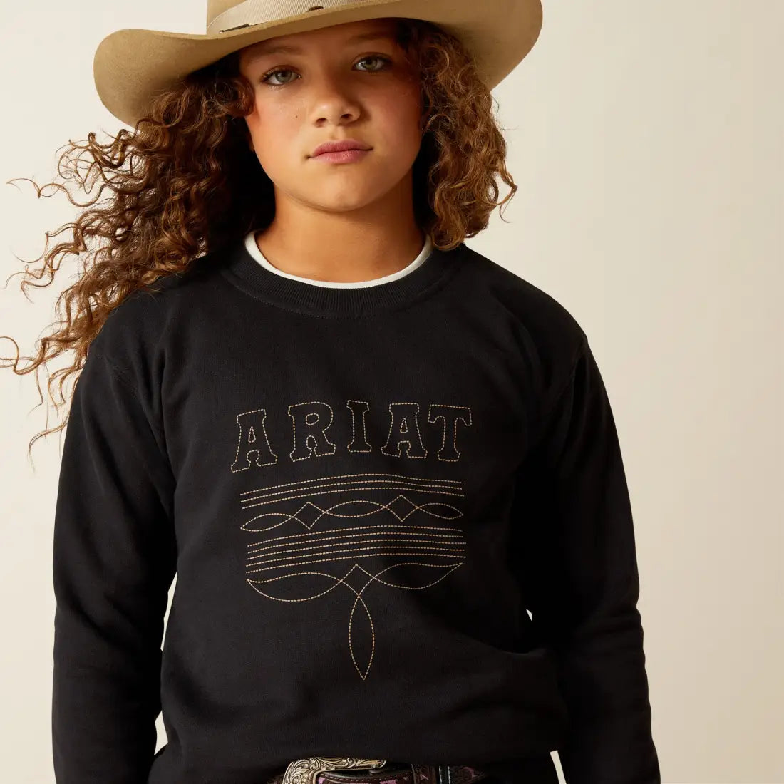 Ariat Girl’s Black Booted Logo Pullover XSmall Girl’s Pullover