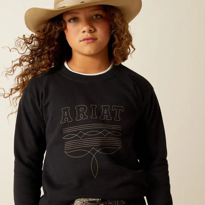 Ariat Girl’s Black Booted Logo Pullover XSmall Girl’s Pullover