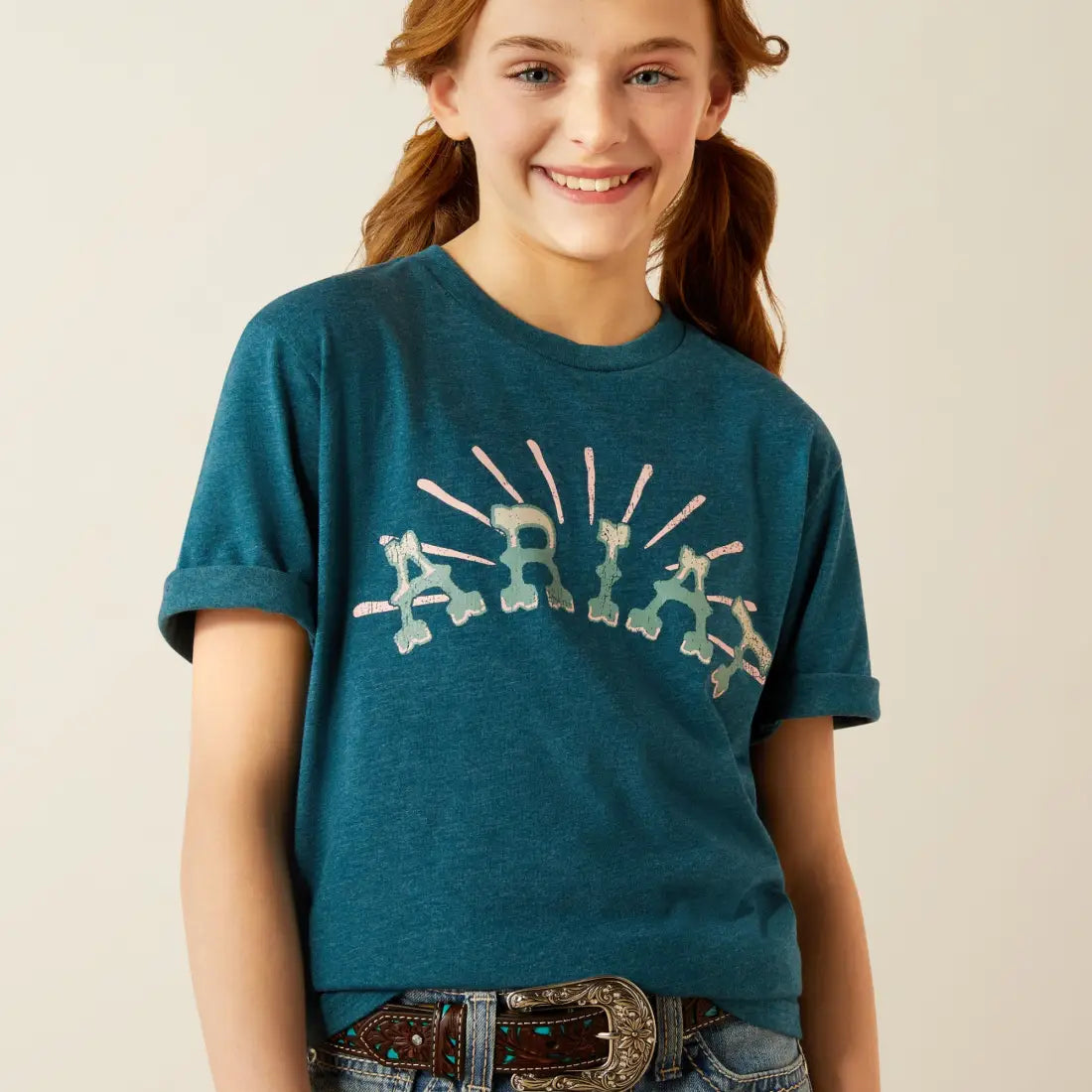 Ariat Girl’s Heather Deep Sea Sunrise T-Shirt XSmall Girl’s T-Shirt