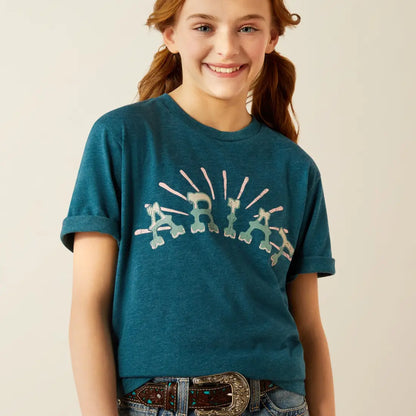 Ariat Girl’s Heather Deep Sea Sunrise T-Shirt XSmall Girl’s T-Shirt