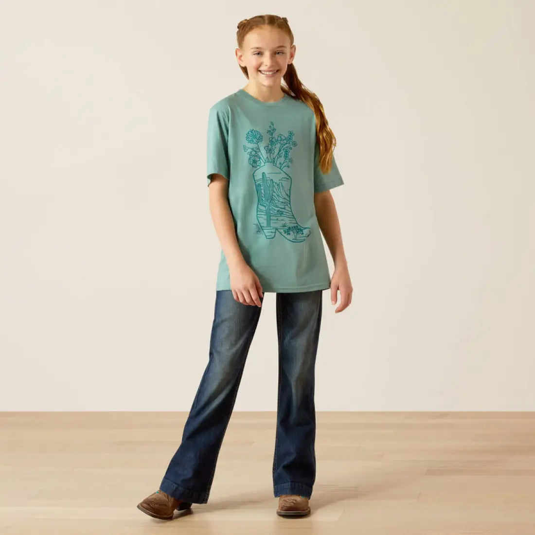 Ariat Girl’s Heather Ocean Blue Garden Boot T-Shirt Girl’s T-Shirt